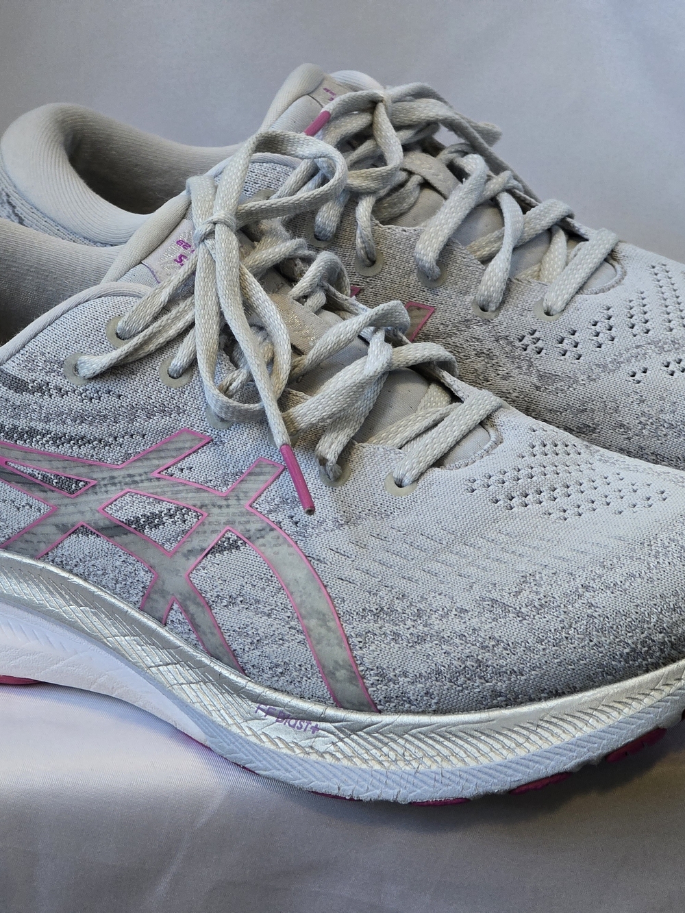 ASICS Women's Light Gray and Pink Running Shoes